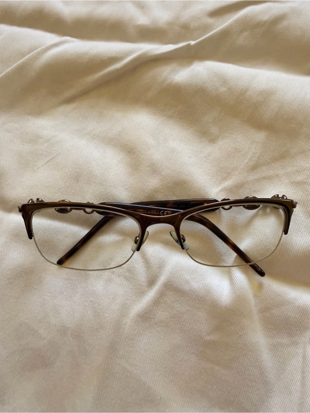 Gucci Brown Semi-Rimless Women's Glasses with Subtle Gold Accents